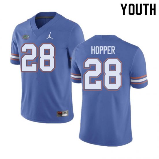 Youth Florida Gators #28 Ty'Ron Hopper NCAA Jordan Brand Blue Authentic Stitched College Football Jersey OMZ2862VZ